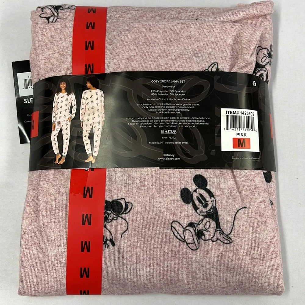 NEW - Womens Disney Cozy 2 PC Pajama Set - Mickey and Minnie - Picture 4 of 8